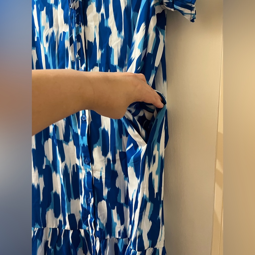 Blue and White Patterned Dress - Picture 4 of 7